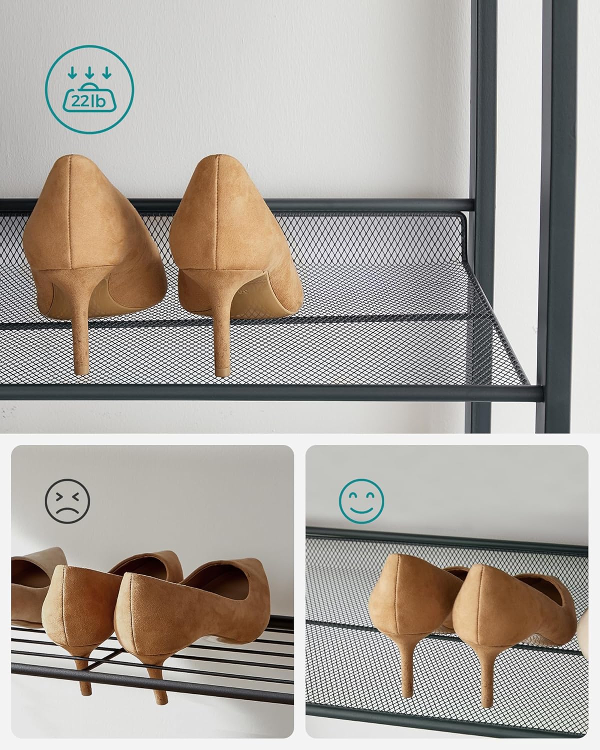 SONGMICS 12-Tier Shoe Rack - Metal Organizer for Garage | Stackable Design Holds 48-60 Pairs, Bronze