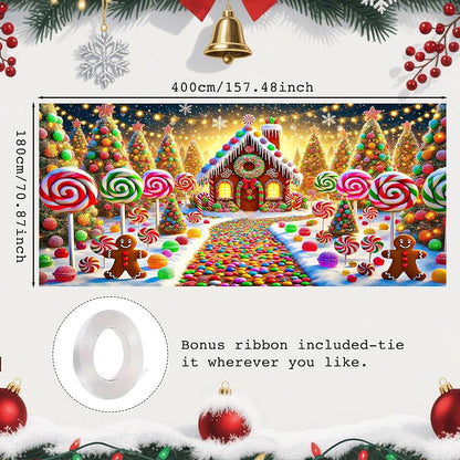 Nuxovilar Christmas Garage Door Cover 6x13 Ft - Polyester, Reinforced Grommets, Double-Sided Graphics, Variation hd05159
