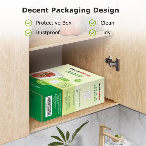 Bonsenkitchen Vacuum Sealer Bags - Heavy-Duty 11" x 50 ft Rolls | BPA-Free for Food Storage & Sous Vide Cooking