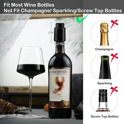 Wine Stoppers Vacuum, Reusable Silicone Wine Bottle Stopper Wine Saver Wine Preserver with Date Dial, Best Christmas and Birthday Gifts - 2 Pack