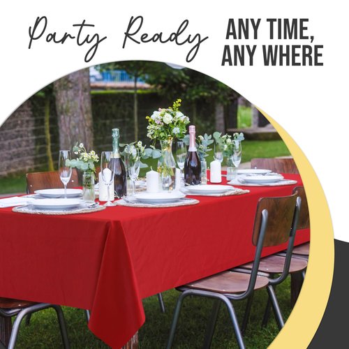 Exquisite 66% Thicker Premium Plastic Table Cloth Rectangle Table Cover 0.5 Mil 12 Pack Red Table Cloth 54 Inch x 108 Inch Disposable Tablecloth Won't Tear Easily Like Cheap Thin Brands