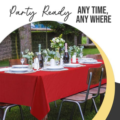Exquisite 66% Thicker Premium Plastic Table Cloth Rectangle Table Cover 0.5 Mil 12 Pack Red Table Cloth 54 Inch x 108 Inch Disposable Tablecloth Won't Tear Easily Like Cheap Thin Brands