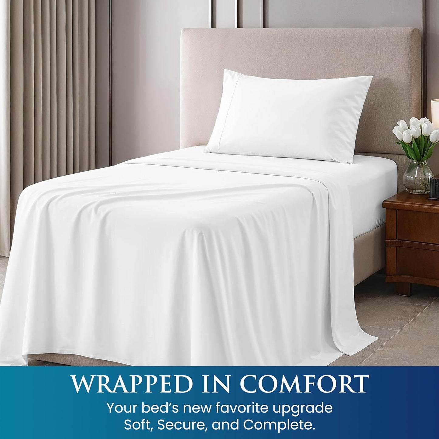 Utopia Bedding Twin Sheets Set - Soft Brushed Microfiber - Deep Pocket Bed Sheets | White, 3-Piece Set