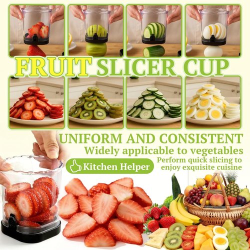 Hendiy Strawberry Slicer - Stainless Steel Blades | Versatile Egg & Fruit Cutter | Black, 1-Pack