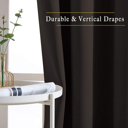 NICETOWN Toffee Brown Room Darkening 102 inch Curtains, Grommet Thermal Curtains Weighted Window Treatments for Living Room/Farmhouse, W46 x L102, 2 Panels