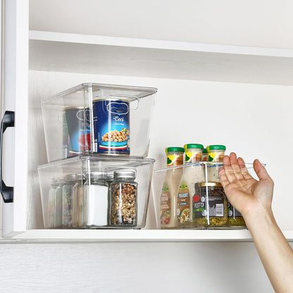 Vtopmart 6-Pack Clear Stackable Storage Bins - Medium Plastic Containers with Lids for Kitchen & Pantry Organization