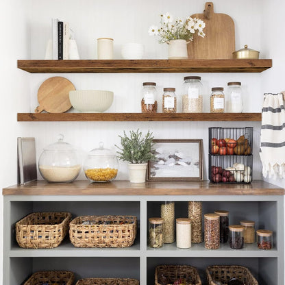 QEEIG Floating Wall Shelves - Extra Long Rustic Brown Set of 2 | 47.2" x 9.3" for Home Decor & Display
