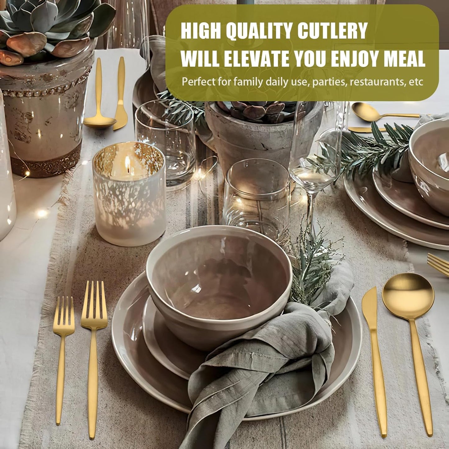 Terlulu 20-Piece Gold Silverware Set - Elegant Stainless Steel Flatware for 4 | Perfect for Home, Kitchen, and Weddings