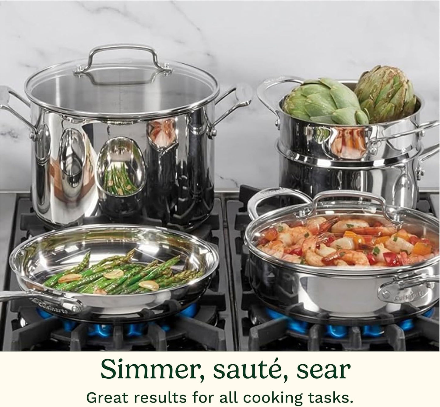 Cuisinart Chef’s Classic 11-Piece Stainless Steel Cookware Set - Induction Compatible, Even Heat Distribution, Dishwasher Safe