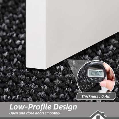 BEQHAUSE Dirt Trapper Door Mat - Non-Slip, Washable, Absorbent 20" x 48" Black Entrance Mat