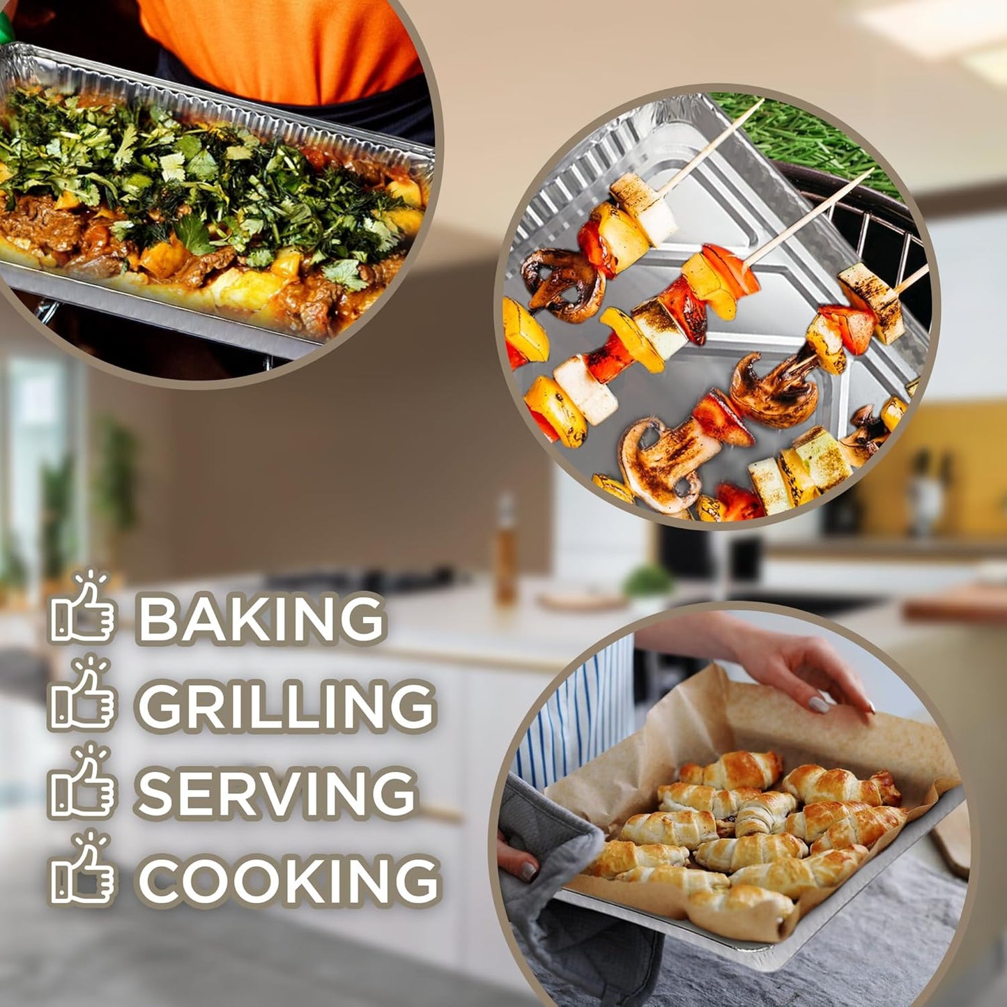 PlasticPro Aluminum Pans - Heavy-Duty Disposable Cookie Sheets | 100 Pack, 13 x 17 Inches