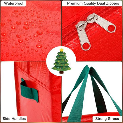 KRYSTY Christmas Tree Storage Bag - Durable Waterproof Zippered Bag for 7.5 Ft Holiday Tree | Red