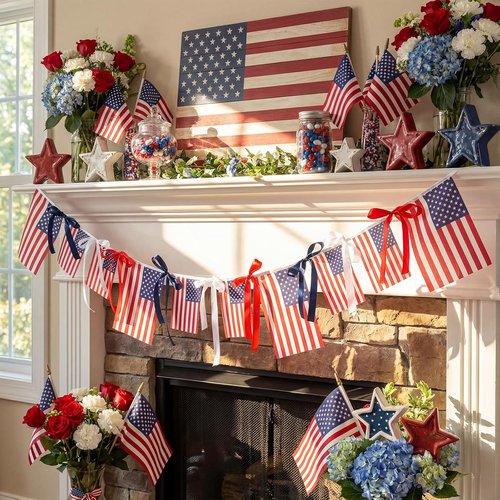 Chumia 4th of July American Flags Ribbon Banner - Patriotic Indoor/Outdoor Decoration, 6.56 ft