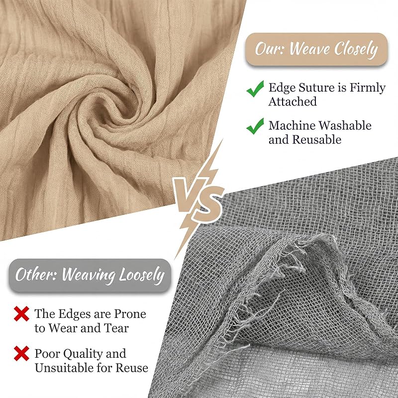 Beige 10 Pack Cheesecloth Table Runner 17 x 108 in - Boho Gauze Decor for Wedding & Party (Variation: Beige+table runner+10 Pack)
