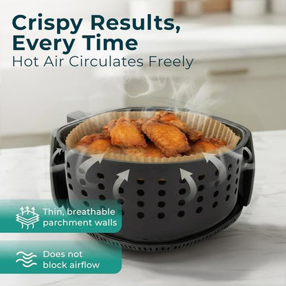 Cathy Yoder Round Air Fryer Liners - 125 PCS Disposable 6.3-Inch Parchment Sheets for Easy Cleanup