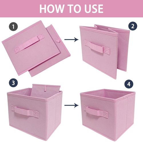 EBIGIC Pink Storage Bins 3Pack 9.0"x7.5"x7.5" Fabirc Foldable Closet Toy Organizer Collapsible Cloth