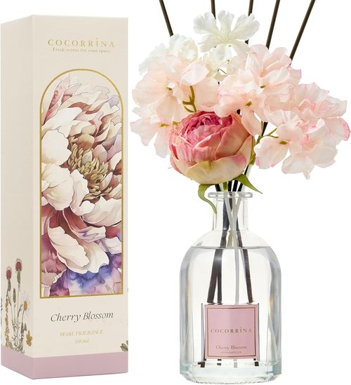 COCORRÍNA Reed Diffuser - Cherry Blossom Scent | 8.5 Fl. Oz / 250ml with 8 Sticks for Home Decor