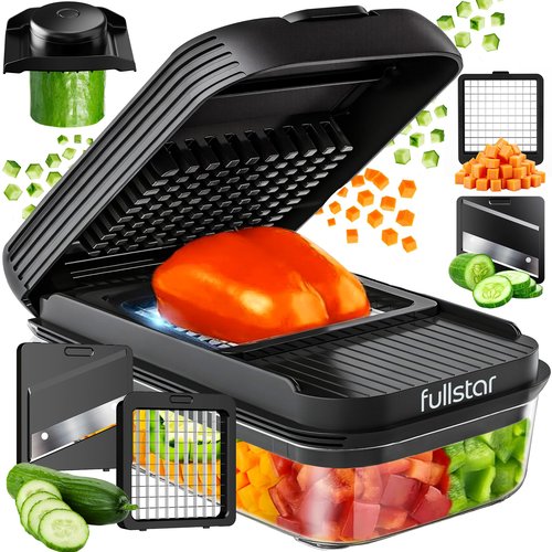 Fullstar Daily Vegetable Chopper and Mandoline Slicer - Kitchen Gadgets - Food Chopper with Container, Veggie Chopper, Fruit Cutter, Onion Dicer, Potato and Tomato Slicer for Salads