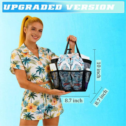 Attmu Mesh Shower Caddy - Portable Dorm Room Organizer with 8 Pockets | Quick Dry Bathroom Bag