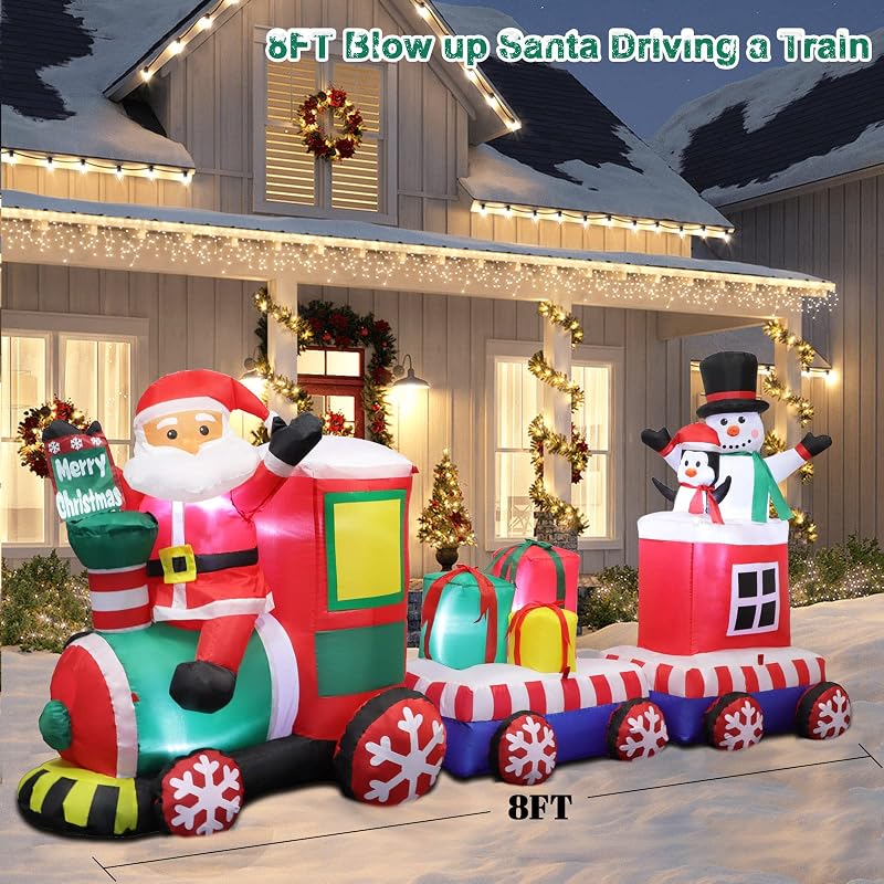 8 FT Christmas Inflatable Train with Santa, Snowman & Gifts — Variation of THIS listing