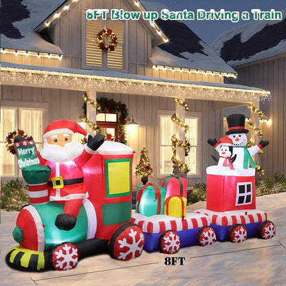 8 FT Christmas Inflatable Train with Santa, Snowman & Gifts — Variation of THIS listing
