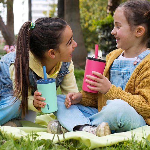 Candy Tumbler 20 oz Kids Insulated Water Bottle - Spill Resistant Straw, BPA-Free, Hot Pink