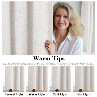 H.VERSAILTEX Ivory Blackout Curtains for Bedroom, Linen Blackout Curtains 108 Inches Long 100% Blackout Thermal Insulated Textured Curtain Draperies Grommet with White Liner, 2 Panels, Ivory