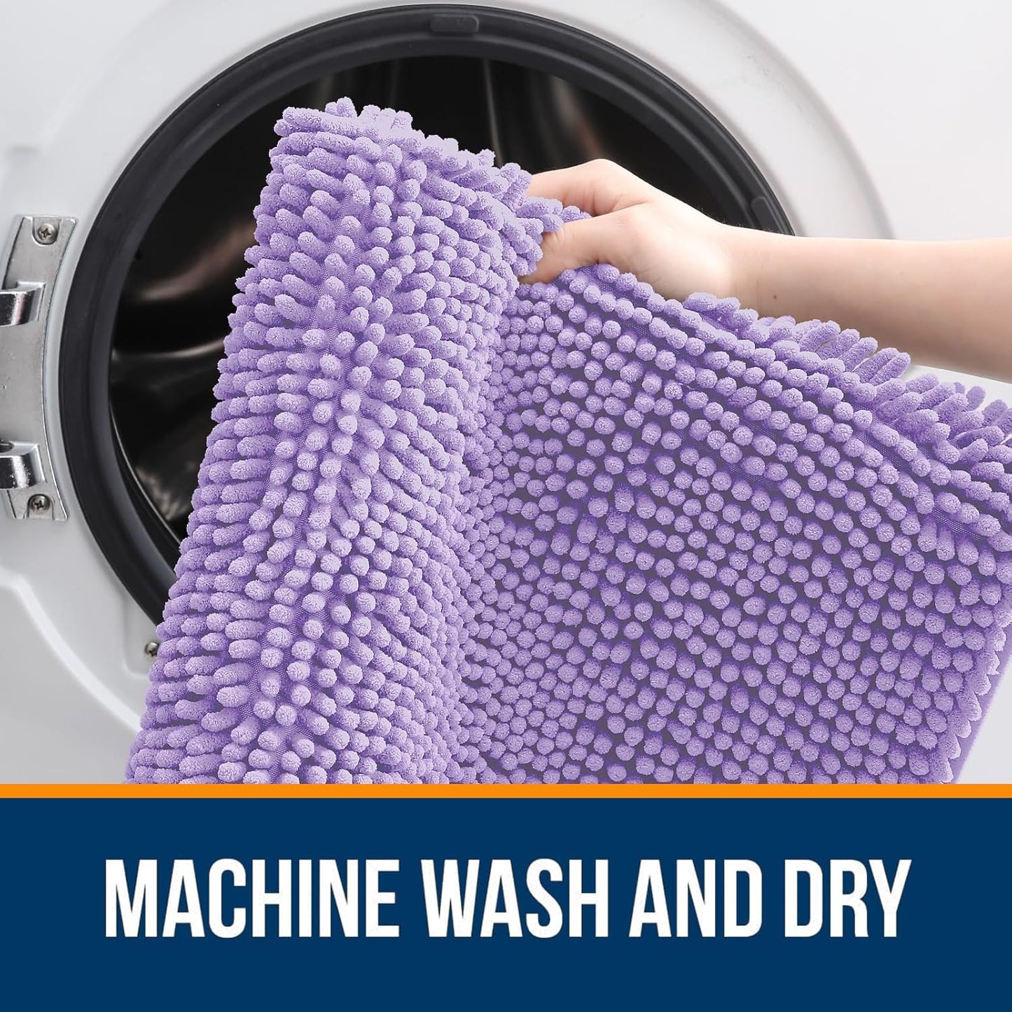 OLANLY Large Bath Rugs - Extra Soft Chenille, Quick-Dry Rubber Backing, 47x32 Inches, Lavender