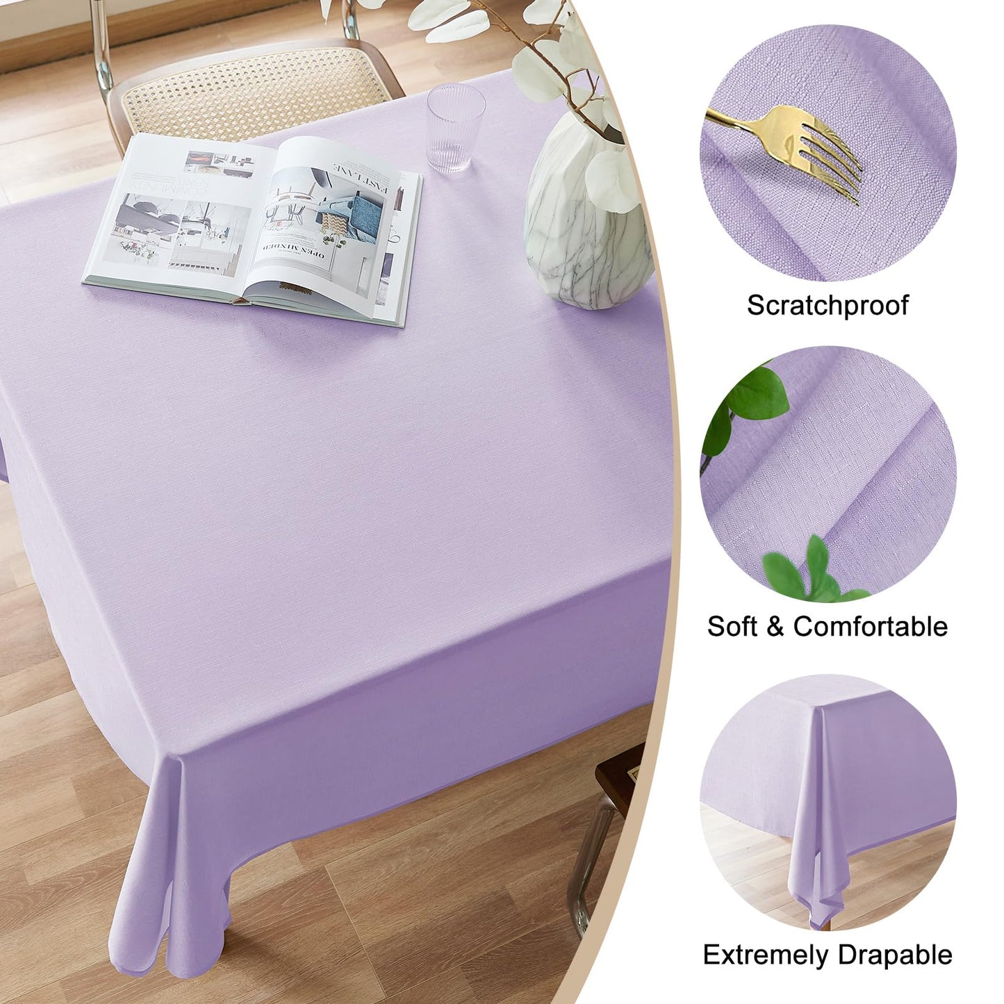 AUSSPVOCT Textured Linen Tablecloth Rectangle 52x70 Water Resistant Spill-Proof Wipeable PurpleTable Cloth Wrinkle Free Fabric Dining Table Cover for Birthday Party Farmhouse Wedding Tablecloths