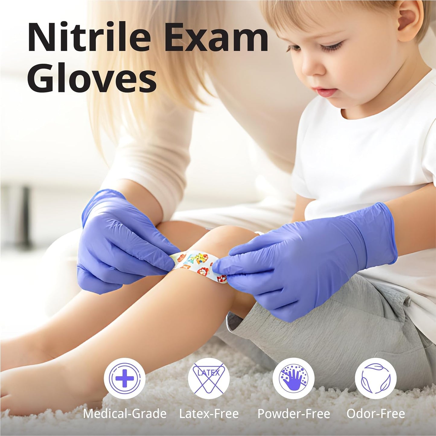 SwiftGrip Disposable Nitrile Exam Gloves - 3mil, Medium, Box of 100 | Violet, Latex-Free, Powder-Free, Food-Safe