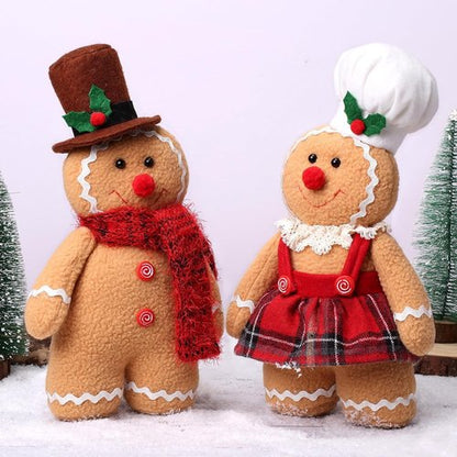 Gingerbread Plush Ornaments - 12.6 Inch Stuffed Animal Christmas Decor Gift for Kids | Set of 2