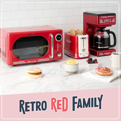 Nostalgia Retro 2-Slice Toaster - Vintage Design, Crumb Tray, 5 Toasting Levels | Red