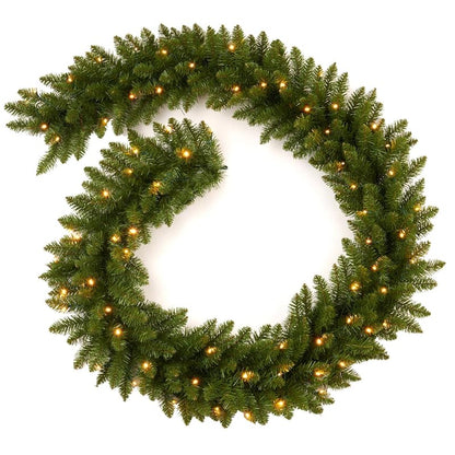 9 Ft Prelit Christmas Garland with 70 LED Lights - Battery Operated PVC Green