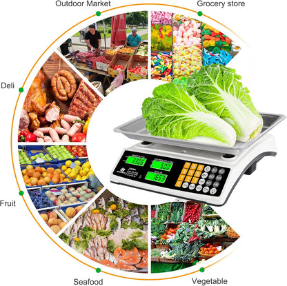 Price Computing Scale - 88lb Commercial Food Scale with Stainless Steel Platform & LCD Display