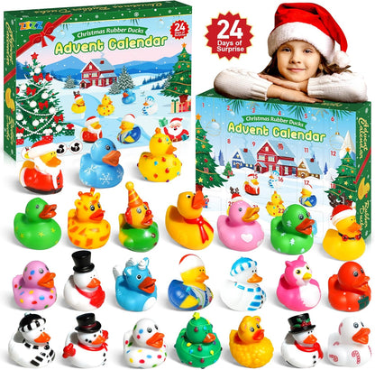 ZIZZ Advent Calendar 2025 | Christmas Rubber Ducks - 24 Days of Fun Countdown Gifts for Kids