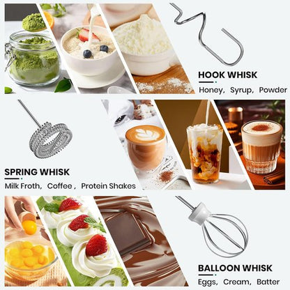 Colarlemo Milk Frother - Handheld Electric Whisk for Coffee & Lattes | Rechargeable & Detachable, Black