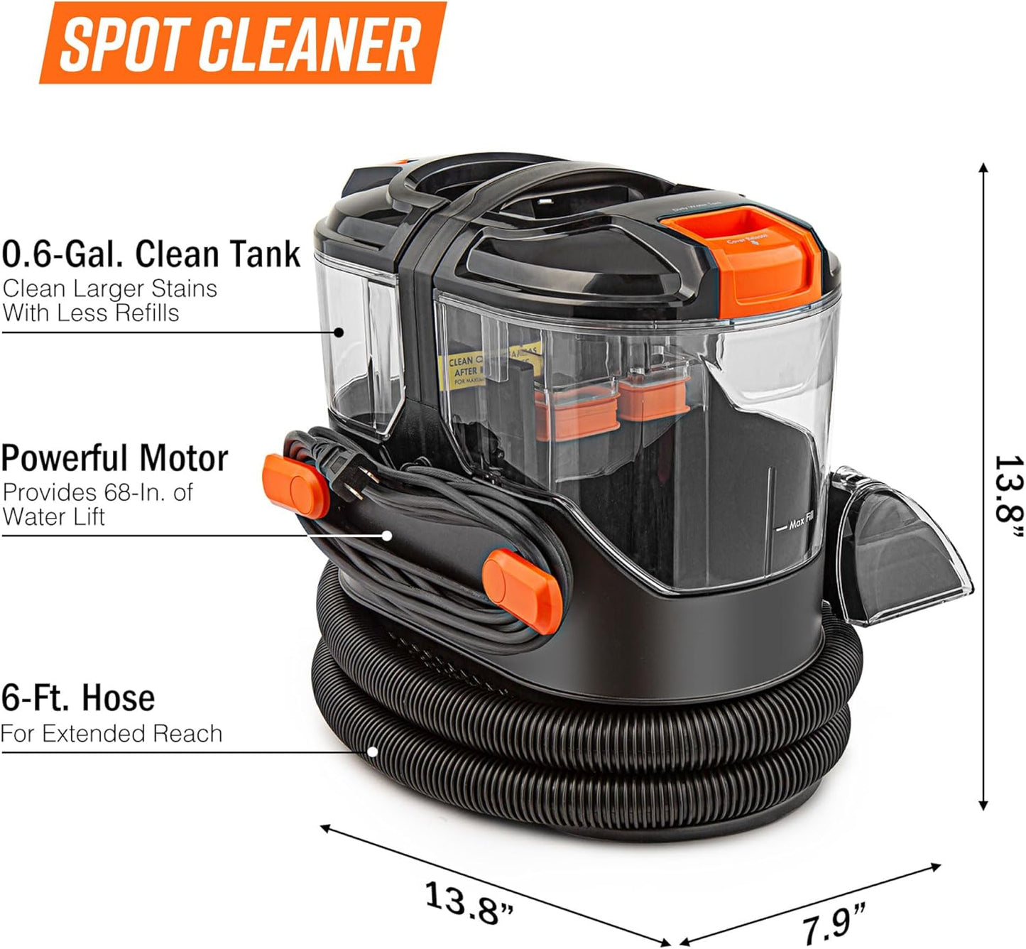 Armor All SCA702 7 Amp Portable Spot Cleaner - Effective Car, Carpet & Upholstery Stain Removal