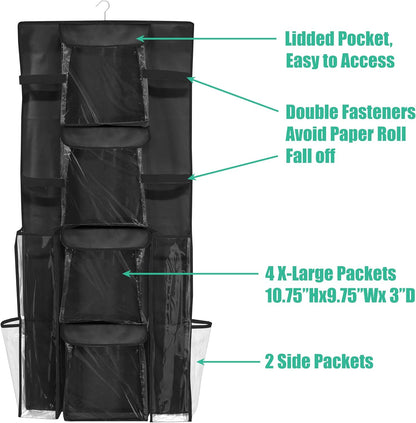 Simple Houseware Gift Wrap Organizer - Double-Sided Storage Pockets, Black | Set of 1