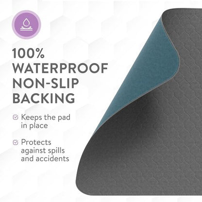 Inspire Underpads - Reusable Waterproof Incontinence Bed Pads | Stain Hiding Gray | 34" X 36" | 6 Pack
