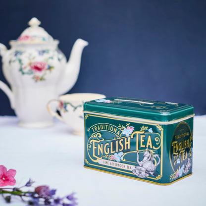 Vintage Victorian Bottle Green Tea Tin with 40 English Afternoon Teabags