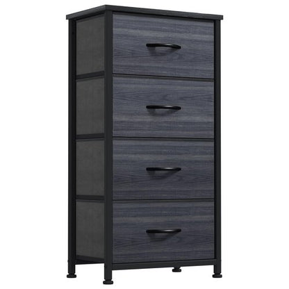 DWVO 4 Drawers Dresser, Dresser for Bedroom, Fabric Storage Tower, Chest of Drawers, Organizer Unit for Closets, Living Room, Sturdy Steel Frame, Wooden Top, Easy Pull Fabric Bins