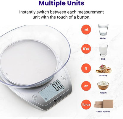 Etekcity Digital Food Kitchen Scale - Accurate 0.1g Measurements for Weight Loss & Meal Prep | 11lb/5kg, Stainless Steel Silver
