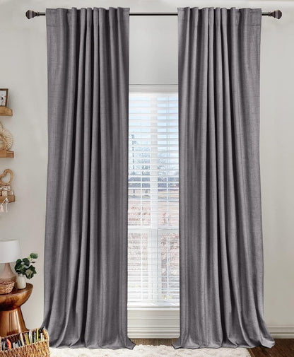 Regine Switzerland Blackout Curtains - 100% Blackout Shield, Thermal Insulated, 50" W x 90" L, Dark Gray - 2 Panels Set