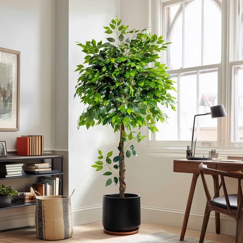 Erimda 5ft Artificial Ficus Tree - Realistic Faux Silk Plant for Home Decor | Indoor Living Room & Office