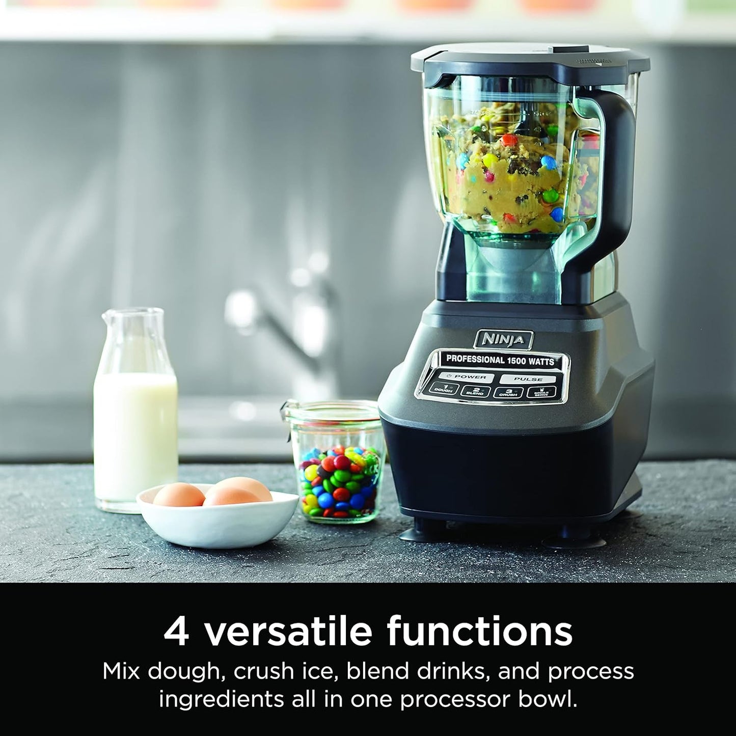 Ninja Kitchen System - All-in-One Food Processor & Blender for Smoothies | Includes Pitcher, Travel Cup & 8-Cup Bowl | Perfect for Salsa, Dough, Shakes & Frozen Drinks | 120 Volts | Black | BL770AMZ