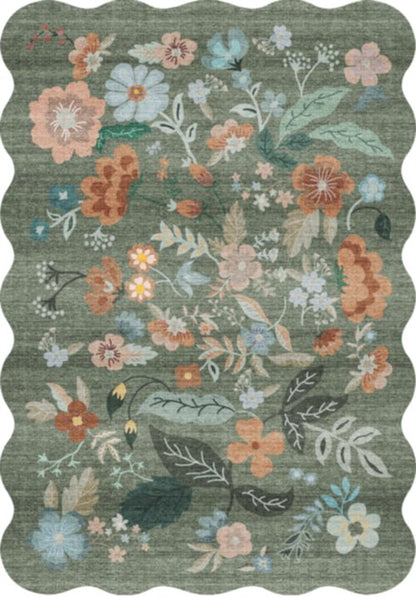 Washable 2'6x12 Hallway Runner Rug: Soft Entryway Kitchen Floral Runners Non Slip Water Resistant Nursery Bathroom Floor Mat Light Weight Carpet for Living Room Bedroom (2'6x12 Floral/Green)