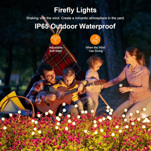 ASMAD Solar Lights - 4 Pack Outdoor Garden Lights with 32 LEDs | Unique Firefly Decor for Patios