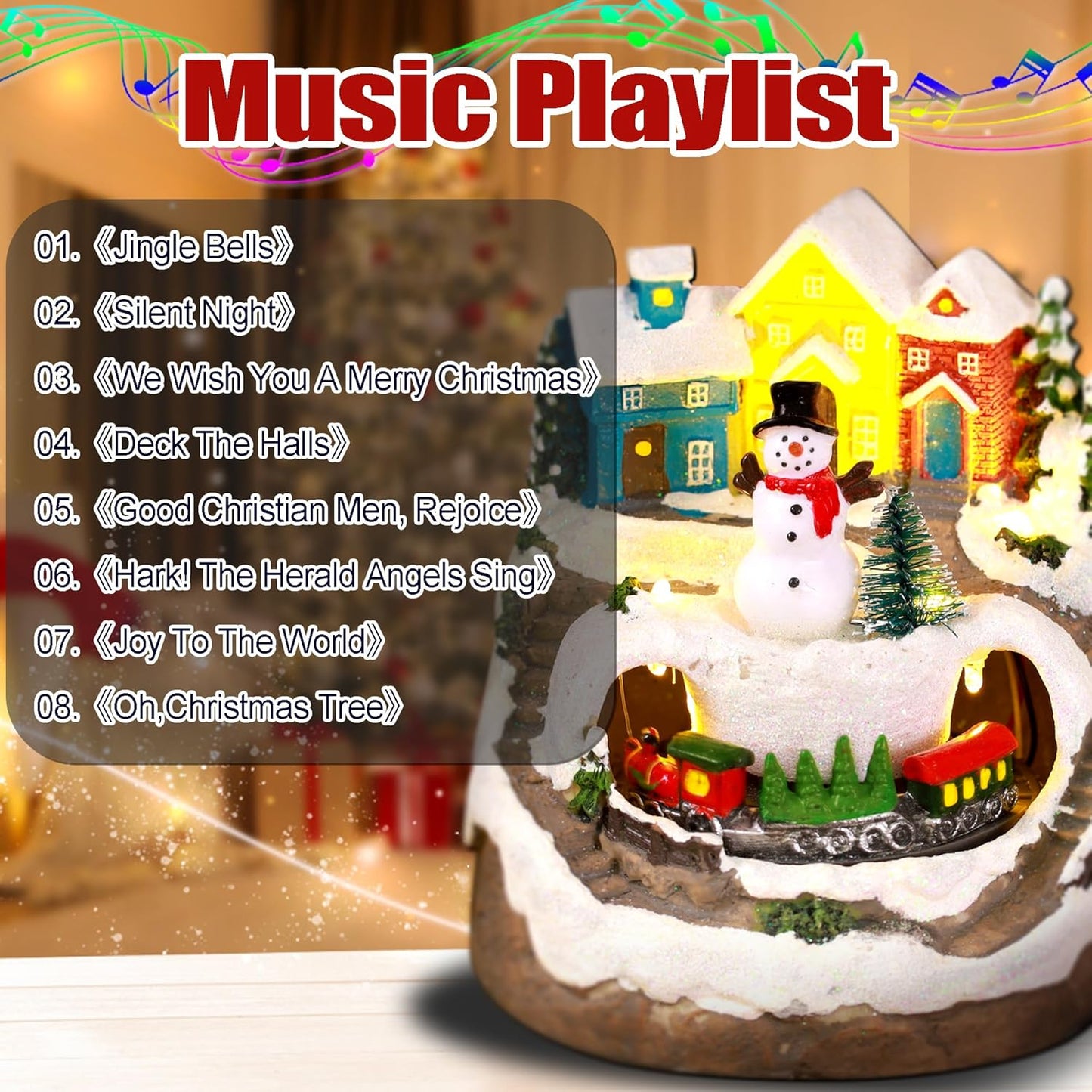 Regine Switzerland Musical Resin Snowman Figurines - LED Spinning Train Holiday Decor | Collectible Indoor Ornaments