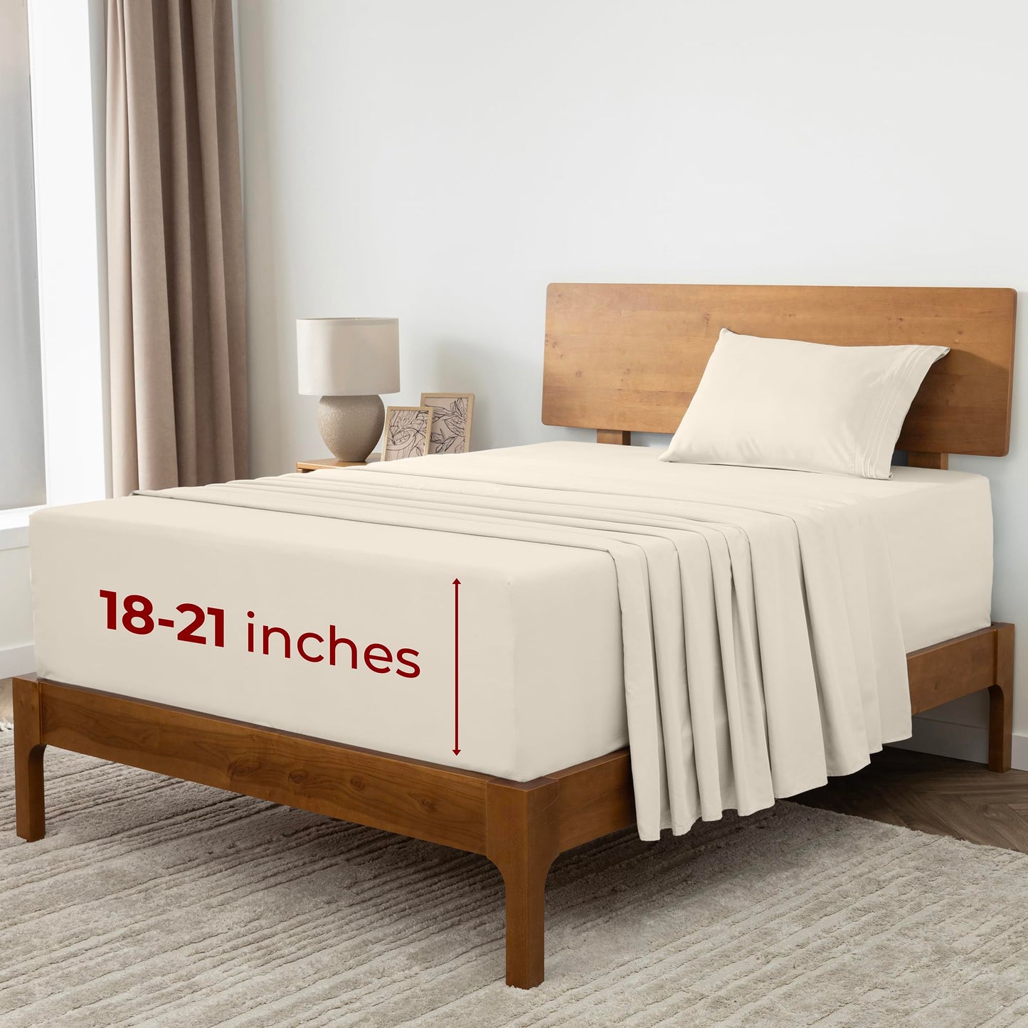 Mellanni Extra Deep Twin XL Sheets - 3 PC Iconic Collection Bedding - Luxury, Ultra Soft, Cooling Bed Sheets - Wrinkle, Fade, Stain Resistant (Twin Extra Long, Golden Ivory)