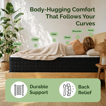 Full Size Hybrid Innerspring Mattress 54 x 75 - Pocket Coils, Gel Memory Foam, CertiPUR-US